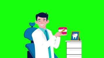 Dentist Talks About Protecting Your Teeth On Greenscreen Background 2D Cartoon Animation video