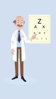 Eye Doctor Shows Letters and Asks On Vertical 2D Cartoon Animation video