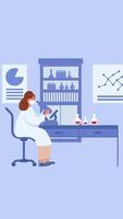 Doctor Working In Laboratory Doing Research With Microscope On Vertical 2D Cartoon Animation video