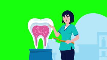 Dentist Talks About Protecting Your Teeth On Greenscreen Background 2D Cartoon Animation video