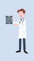 Doctor Examines X-Ray Patient Lung Image On Vertical 2D Cartoon Animation video
