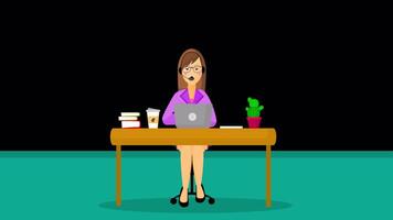 Office Operator With Headset Talking With Clients On Alpha Channel 2D Cartoon Animation video