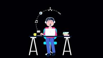 Customer Service, Support Or Call Center On Alpha Channel 2D Cartoon Animation video