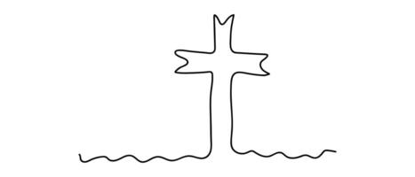 continuous line drawing cross of Christ illustration vector