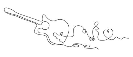 Abstract guitar as continuous lines drawing on white background. vector