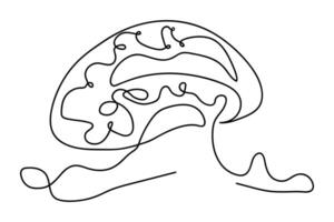 in one continuous line drawing of a human brain isolated on white background illustration pro design and minimalist vector