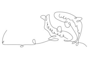 One continuous line drawing of couple of dolphin. Sea animal in wildlife in simple linear style. Summer concept in Editable stroke. Doodle illustration vector
