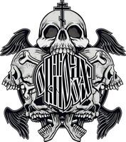 five skulls with wings and orthodox cross vector