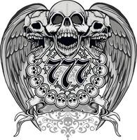 Gothic sign with three skulls and wings vector