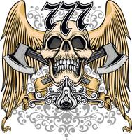skull with wings and axes vector