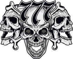 three skulls and bones vector