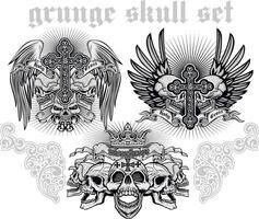 set skulls with cross vector