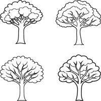 Set of Tree Icons Line art vector