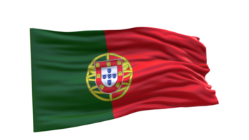 Portugal Flag 3d render waving fabric textured clipart transparent background image png
