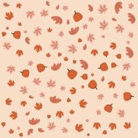 Autumn Pumpkin and Leaf Pattern Set in Soft Earthy Tones vector