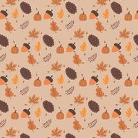 Autumn Pattern Set with Acorns and Leaves vector