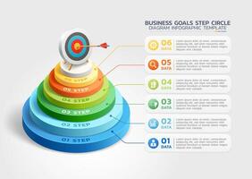 3D infographic template featuring a Archery target with arrows vector