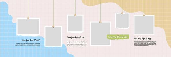 Collage grid photo effect template design vector