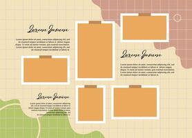 Pictures or photos frame collage layout abstract photo frames and digital photo wall template vector