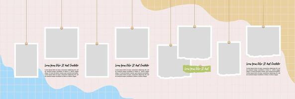 Blank collage frame template for photos and images vector