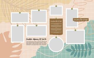 photos frame collage, page grid layout abstract photo frames and digital photo wall template vector