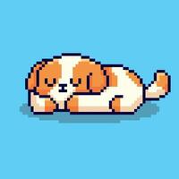 Pixel art Sleeping Dog game asset design vector