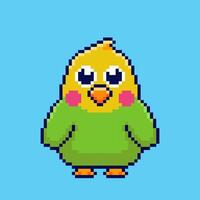 Pixel art Cute Parakeet game asset design vector