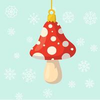 Traditional retro Christmas tree ornament in shape of amanita. illustration of a mushroom. vector