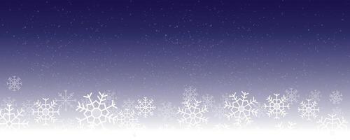 Simple snowflakes background at night. Snowfall weather white dark violet . vector