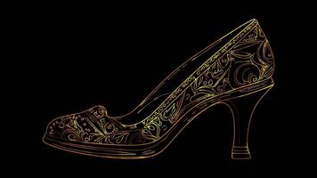 Neon frame effect, High Heel Shoe Represents fashion and style on black background video