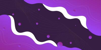 Dynamic purple textured background fluid design in 3D style with wavy orange colors. vector