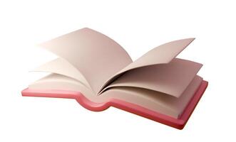 3D illustration of an open book with pink cover. A simple and minimalist model suitable for educational, office, and corporate projects. illustration vector