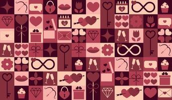Valentine's day geometric seamless pattern. Festive abstract modern background. Trendy design for print, banner, fabric, card, wrapping paper, cover. illustration vector