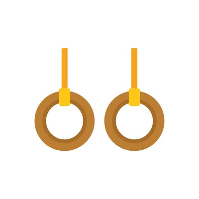 Pair of gymnastic rings hanging on straps icon