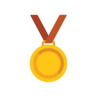 Gold medal hanging on red ribbon symbolizing achievement vector