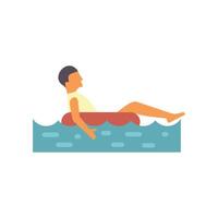 Man relaxing on an inner tube in the water vector