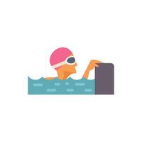 Professional swimmer taking a break at the edge of the pool vector