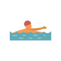 Man swimming and training in a pool with a swimming cap vector