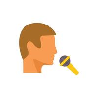 Man speaking with microphone flat icon design illustration vector