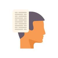 Man thinking with document in his head flat icon design vector
