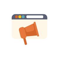 Megaphone appearing from web browser window for online marketing campaign vector