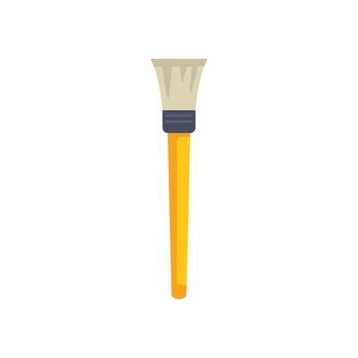 New paint brush standing up with wooden handle
