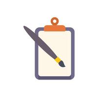 Paintbrush lying on a clipboard representing artistic tools vector