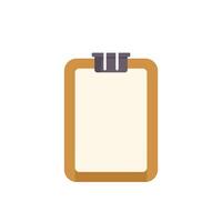 Clipboard with blank paper is holding by clip, flat style icon vector