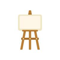 Wooden easel with blank canvas standing on white background vector