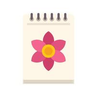 Notepad showing pink flower with yellow center vector