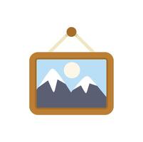 Square picture frame hanging on the wall with mountains artwork vector