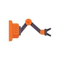 Orange robotic arm moving on white background vector