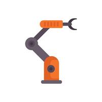 Orange robotic arm lifting objects with hydraulic system vector