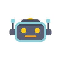 Friendly robot face with antennae displaying neutral expression icon vector